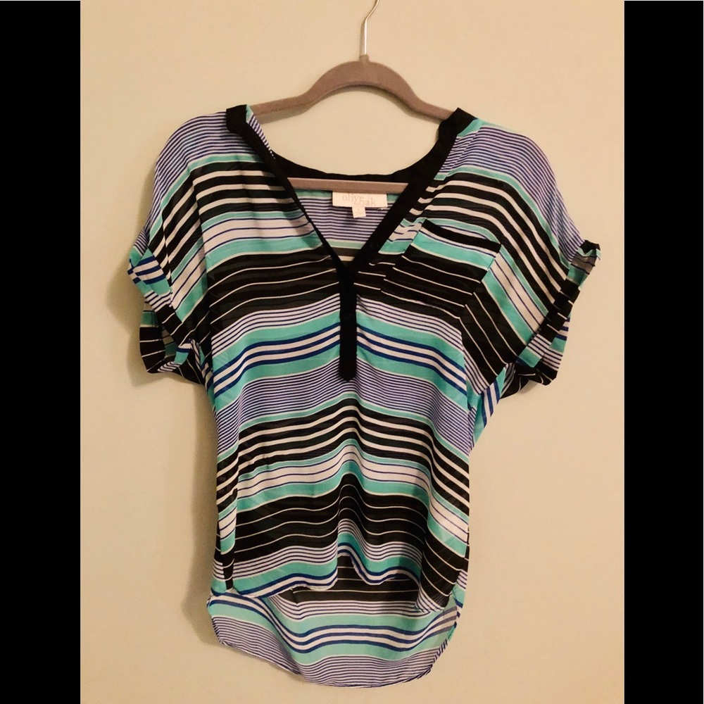 Striped, sheer Olive & Oak shirt